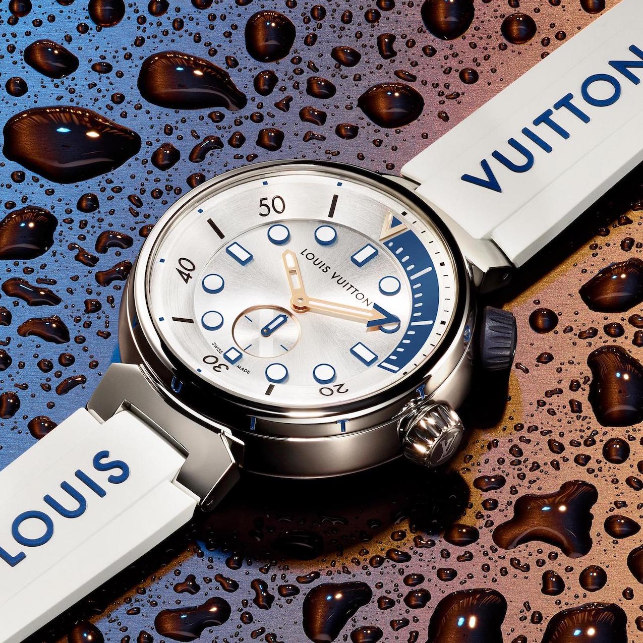 Louis Vuitton Tambour Street Diver, Quartz, 39.5mm, Steel & Rose Gold White